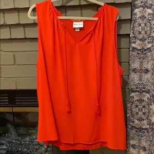 Ava & Viv 3X Orange Sleeveless Top with tie detail